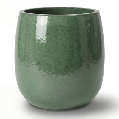 Produktbild von Provencelia Keramik Pflanzkübel Socrate Grün, Ø40 x H49 cm, frostbeständig, handgefertigt, glasiert, Outdoor, Garten, Terrasse, winterfest