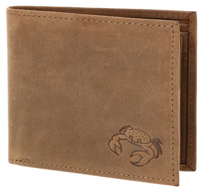 Produktbild von oxmox Leder Geldbörse Leather RFID Protect Querscheinbörse Crab 2.0 Embossed Vintage Light Brown braun