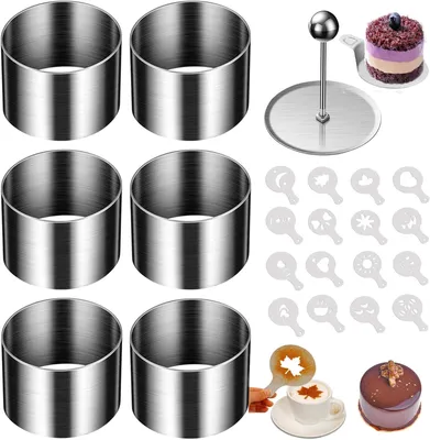 Produktbild von Kuchenringe Set 6 Stück, Edelstahl, Ø 6 cm, für Torten und Desserts, hitzebeständig bis 200 °C