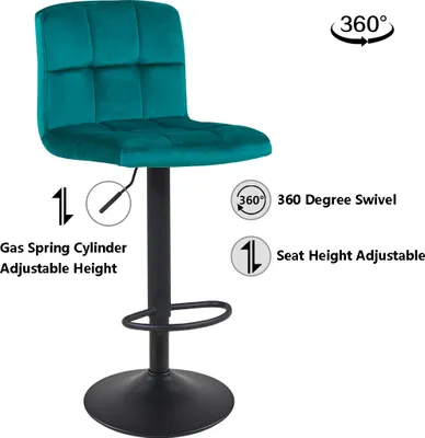 Obrázok produktu pre Barová stolička Set of 2 Bar Chair Fabric Velvet Fabric Petrol DH0855
