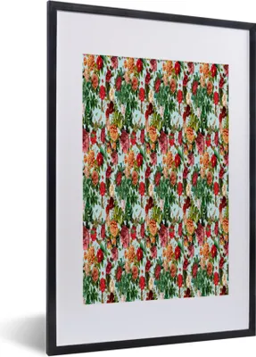 Produktbild von MuchoWow® MuchoWow® Gerahmtes Poster Blumen - Rosen - Illustration 40x60 cm - Poster mit zchwarzem Bilderrahmen - Poster in Rahmen