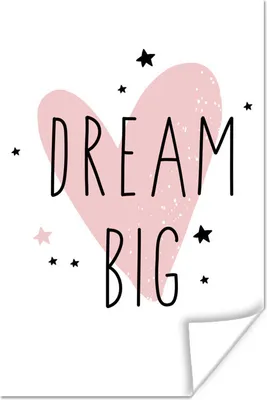 Produktbild von MuchoWow® Poster Zitate - Großer Traum - Herz - Sterne - Illustration - Kinder 80x120 cm - Papierdruck