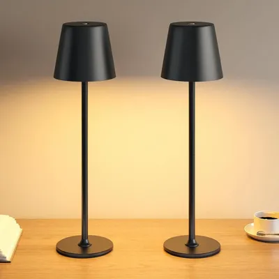Image de Lampe de table LED sans fil UPXNBOR, lot de 2, lampe de table en métal pour intérieur et extérieur
