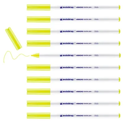 Produktbild von edding 4600 Textilstift - neon-gelb - 10 Stück - Rundspitze 1 mm - Textilstifte