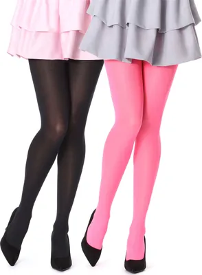 Produktbild von Bellivalini Damen Strumpfhose Mikrofaser 2 Pack 100 DEN BLVFI1003 (Schwarz/Neon Rosa (2Pack), S) .