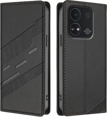 Image de Etui pour itel A04, étui en cuirPolyuréthaneavec fente pour carte et fonction stand Schwarz