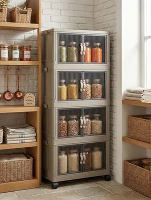 Image de Skye Decor, armoire multifonctionnelle de haute qualité, 100% plastique, dimensions : 56 x 127 x 56 cm, couleur : marron clair