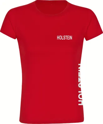 Produktbild von multifanshop Damen T-Shirt - Holstein - Brust & Seite, rot, Größe S