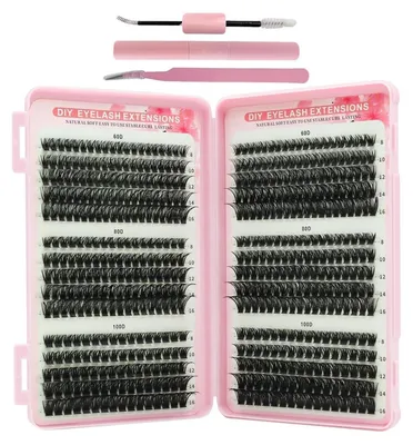 Produktbild von Falsche Wimpern Extensions 560 Stück 60-80-100D Curl 8-16 mm Set für Anfänger