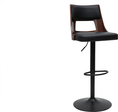 Produktbild von Miliboo - Höhenverstellbarer Vintage-Drehbarhocker 360° schwarz und dunkles Holz GARBO