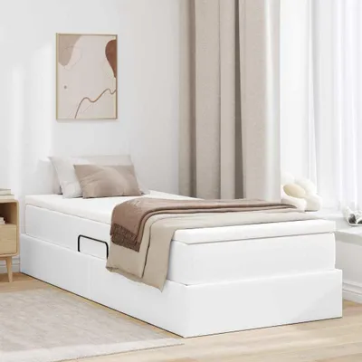 Obrázok produktu pre Maison Exclusive – úložná posteľ s matracom, biela, 90 x 200 cm, umelá koža