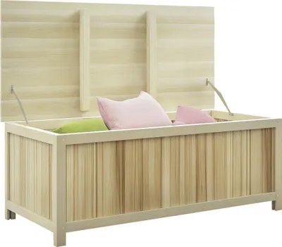 Image de Outsunny Coffre de rangement jardin 172L, malle de rangement en bois massif avec vérins, pour extérieur, 120 x 55 x 45 cm, effet bois naturel