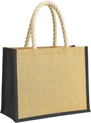 Productafbeelding van Jute tas 20 l, 40 x 30 x 17 cm, natuurlijke strandtas, touwhandvatten, voor strand