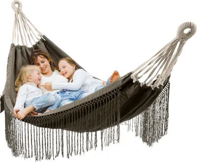 Produktbild von HOMELEVEL Outdoor und Indoor Hängematte aus Baumwolle - 220 x 115 cm - Boho Hänge Matte aus Stoff - Hängematte für den Garten oder Balkon - Outdoor