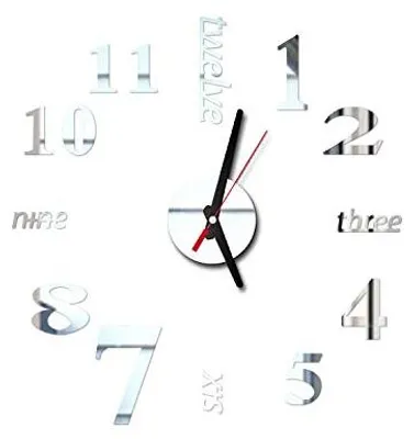 DIY Wanduhr Aufkleber groß, Acryl, schwarz, 40 cm, leise