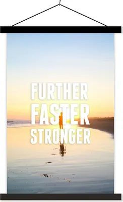 Produktbild von MuchoWow® Textilposter Sport - Zitate - 'Weiter schneller stärker' - Sprichwörter 120x180 cm mit schwarzem Rahmen - Fotos