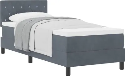 Zdjęcie produktu dla Łóżko sprężynowe z materacem Ciemnoszary 80 x 200 cm Aksamit