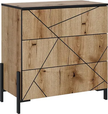 Produktbild von Kommode Vicco Hatto Eiche 78 x 76.8 cm mit 3 Schubladen, Model 56521