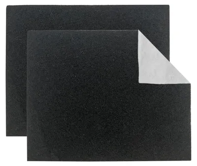 Imagen del producto de Relaxdays, juego de 2 filtros para campana extractora, 47x57 cm, filtro de tela universal, filtro de repuesto para eliminar olores, carbón activado, color negro/blanco, Imagen generada por IA