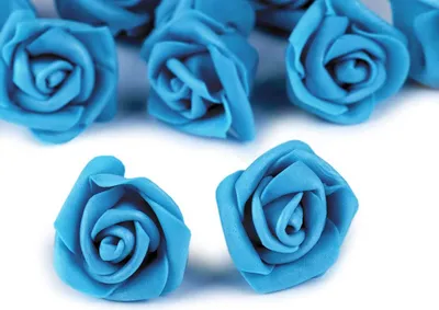 10 x Deko Rose / Rosenblüte / Rosenkopf 4cm, blau