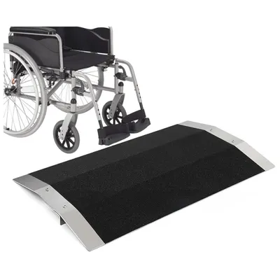 Image de Rampes de seu de porte, rampes pour fauteuils roulants, 80 cm. Rampe en aluminium pour seuils de porte avec supports amovibles, antidérapante. Capacité de charge : 300 kg
