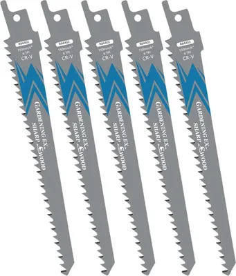Image de EZARC Jeu de 5 lames de scie sabre pour la coupe du bois 150mm 6TPI (5