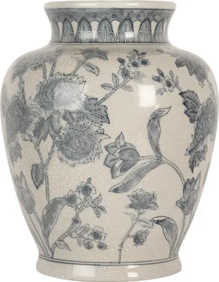 Immagine prodotto di Vaso Clayre & Eef Ø 23x29 cm Fiori in Vetroceramica bianca blu