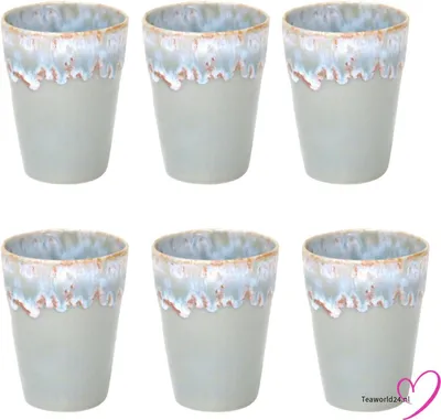 Produktbild von Costa Nova Grespresso Latte-Macchiato-Tassen – 38 cl – 6er-Set – Handgefertigtes portugiesisches Steingut – Grau – 9,5 x 11 cm