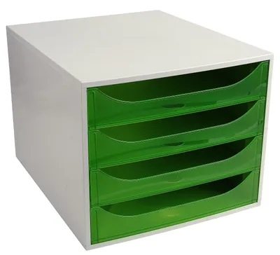 Obrázek produktu pro Exacompta zásuvkový box Ecobox 228697D A4+ 4 zásuvky, otevřený, šedý/zelený