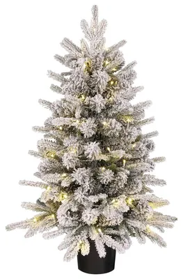Produktbild von Black Box Trees Weihnachtsbaum Künstlich Grimshaw mit Schnee H90 x Ø61 cm - Kunstbaum im Topf - Tannenbaum für Innen - 120 Spitzen - Grün