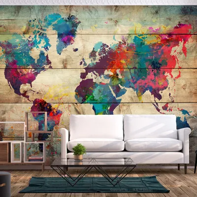 Produktbild von Basera Selbstklebende Fototapete Weltkartenmotiv k-C-0109-a-a, mit UV-Schutz, 392x280 cm