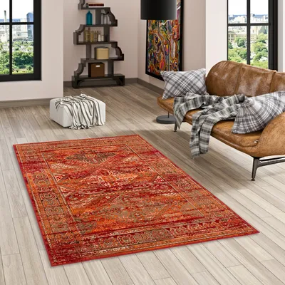 Produktbild von Designer Teppich Pop-Vintage Orient Terrakotta Bordüre, Größe:120x170 cm