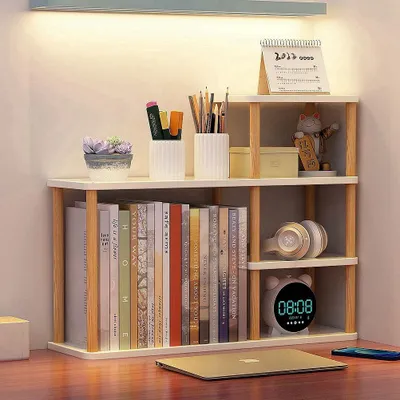 Image de Étagère blanche en bois massif, idéale pour un bureau, étagère de rangement