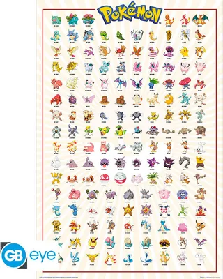 Image de Poster Pokémon Kanto 151 Personnages français 61x91.5cm