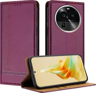 Obrázek produktu pro Pouzdro pro OPPO Find X6 Pro kožené flipové pouzdro s funkcí stojánku Fialová