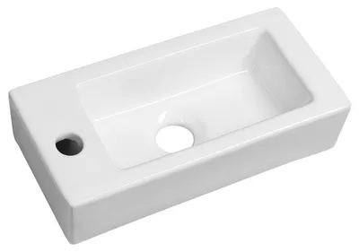 Produktbild von ZOE Keramik-Waschbecken 37x18cm, Armaturloch links, Weiß