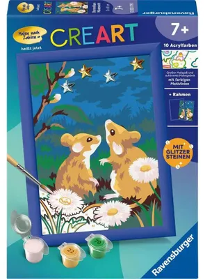 Obrázok produktu pre CreArt, Maľovanie podľa čísel pre deti - Hviezdnou oblohou presvitalá noc myší