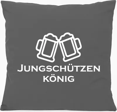 Produktbild von Huuraa Kissen Jungschützenkönig Schützenfest 40x40cm mit Füllung Steel Grey Baumwolle Dekokissen Geschenkidee