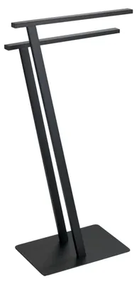 Produktbild von WENKO Handtuchständer Lirio Schwarz matt Handtuchhalter 2 Stangen Ständer Bad WC