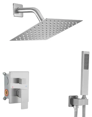 Produktbild von Heable Duschsystem aus gebürstetem Nickel mit 20,3 cm Regenduschkopf, Handbrause