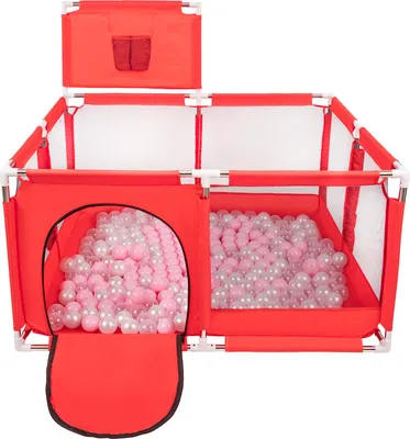 Produktbild von Selonis Laufstall Mit Korb 400 Bälle ∅6cm Spielplatz Mit Bunten Bällen Laufgitter Für Babys Und Kinder