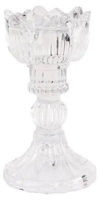 Imagen del producto de Soporte para velas Clayre & Eef, diámetro 8 cm, altura 15 cm, de vidrio transparente