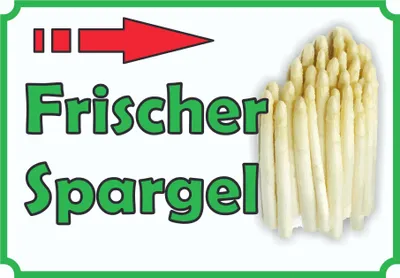 Produktbild von Verkaufsschild Schild Spargel rechts A1 Rückseite selbstklebend