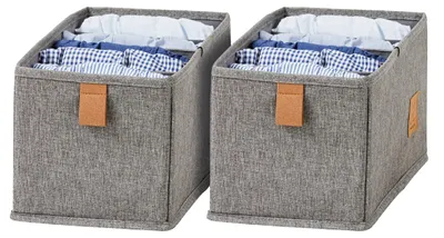Imagen del producto de Cesta para cajones o armario "Store It", tamaño mediano, para 6 estantes, color gris. Cajas organizadoras, plegables