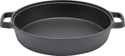Produktbild von Gusseisen Bratpfanne - Pfanne mit 2 Griffen - 25 cm Durchmesser - Für Induktion, Elektroherd und Feuerstelle - Schwarz