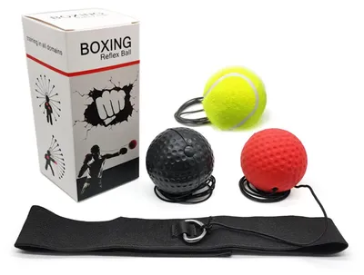 Produktbild von Reaktionsball Boxball Boxtrainer - 3 Schwierigkeitsstufen - Weicher Schaumstoff - Verstellbares Stirnband - Für Zuhause und Büro