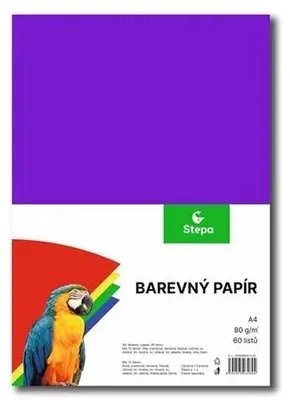 Farebný papier, A4, 80g, 12x5 listov, STEPA, mix farieb