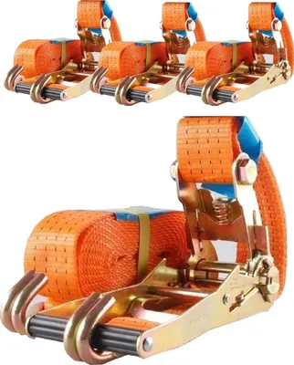Produktbild von 4x Profi Ratschen Spanngurt Spanngurte Zurrgurt 2-tlg 5m 4t 4to 4000kg ORANGE
