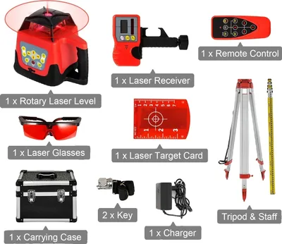 Obrázok produktu pre Rotačný laserový nivelačný prístroj, merací rozsah 500 m, presnosť samonivelizácie, sada červených lúčov 2