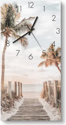 Produktbild von DEQORI Glasuhr 30x60 cm Zahlen 'Pfad zum Sommerglück' Wanduhr Glas Uhr Design leise Küchenuhr
